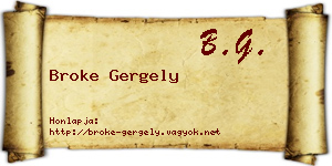 Broke Gergely névjegykártya